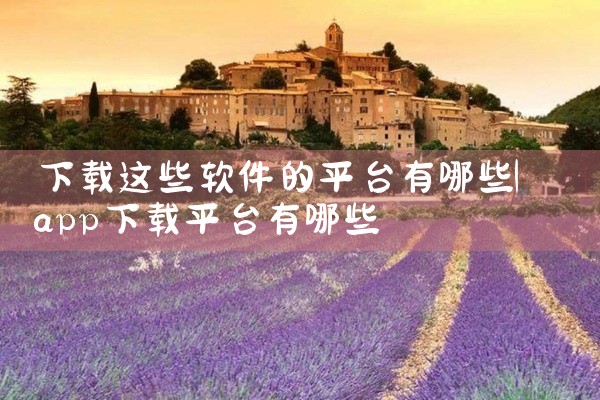 下载这些软件的平台有哪些