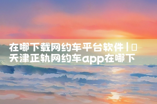 在哪下载网约车平台软件